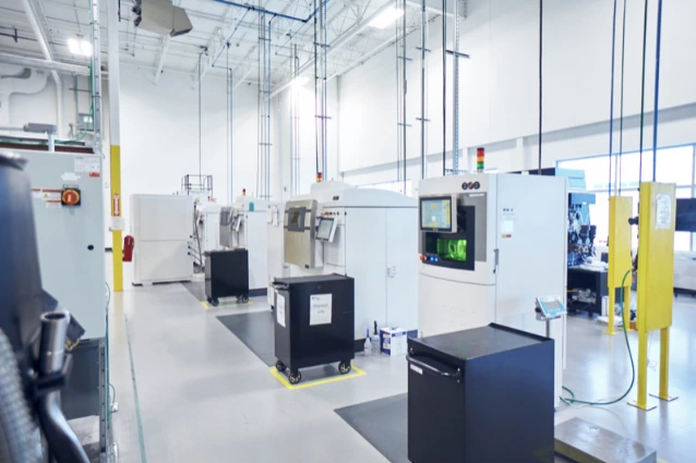 Fleet of laser powder bed fusion printers at Burloak.